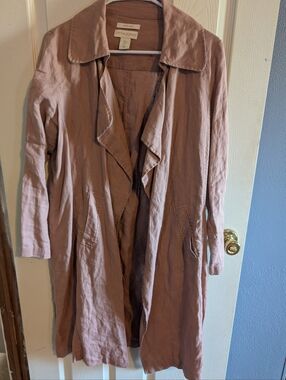 Cynthia Rowley 100% Linen Dusty Rose Linen Drape Trench Coat